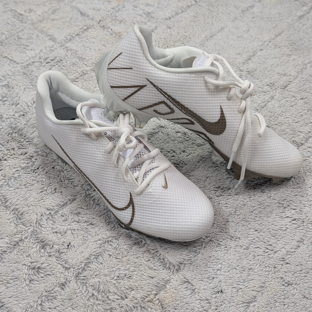 Nike Vapor Edge Speed 360 White Gold Football Cleats Mens Sz 7.5 CD0082-111 NEW